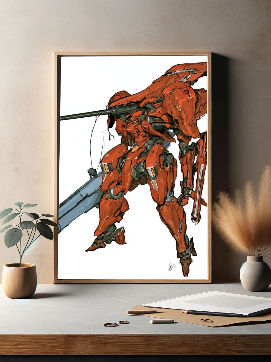 Mecha Warrior Digital Art Poster. — room view 2