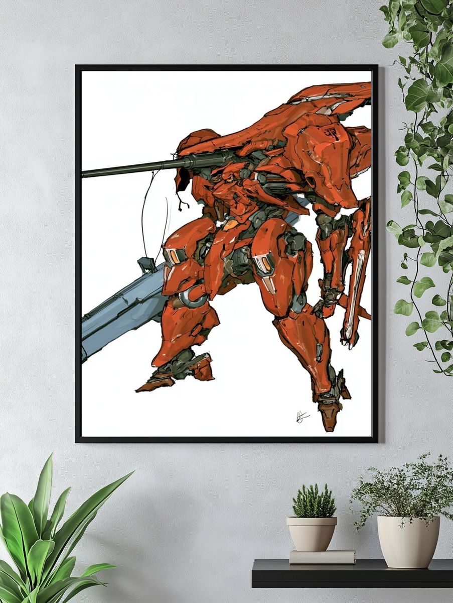 Mecha Warrior Digital Art Poster. — room view 4