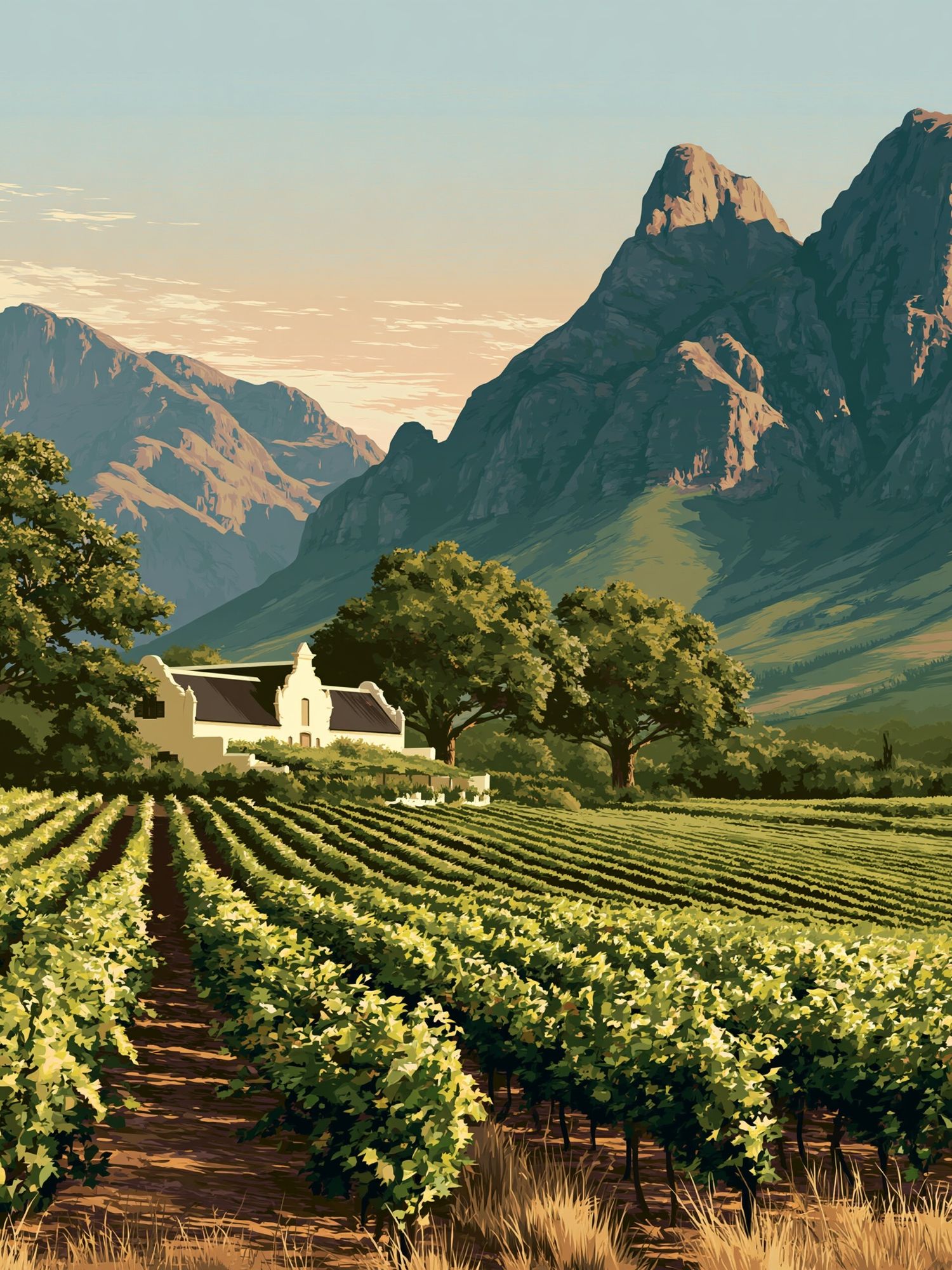 Mountain Vineyard Landscape Print. poster detail