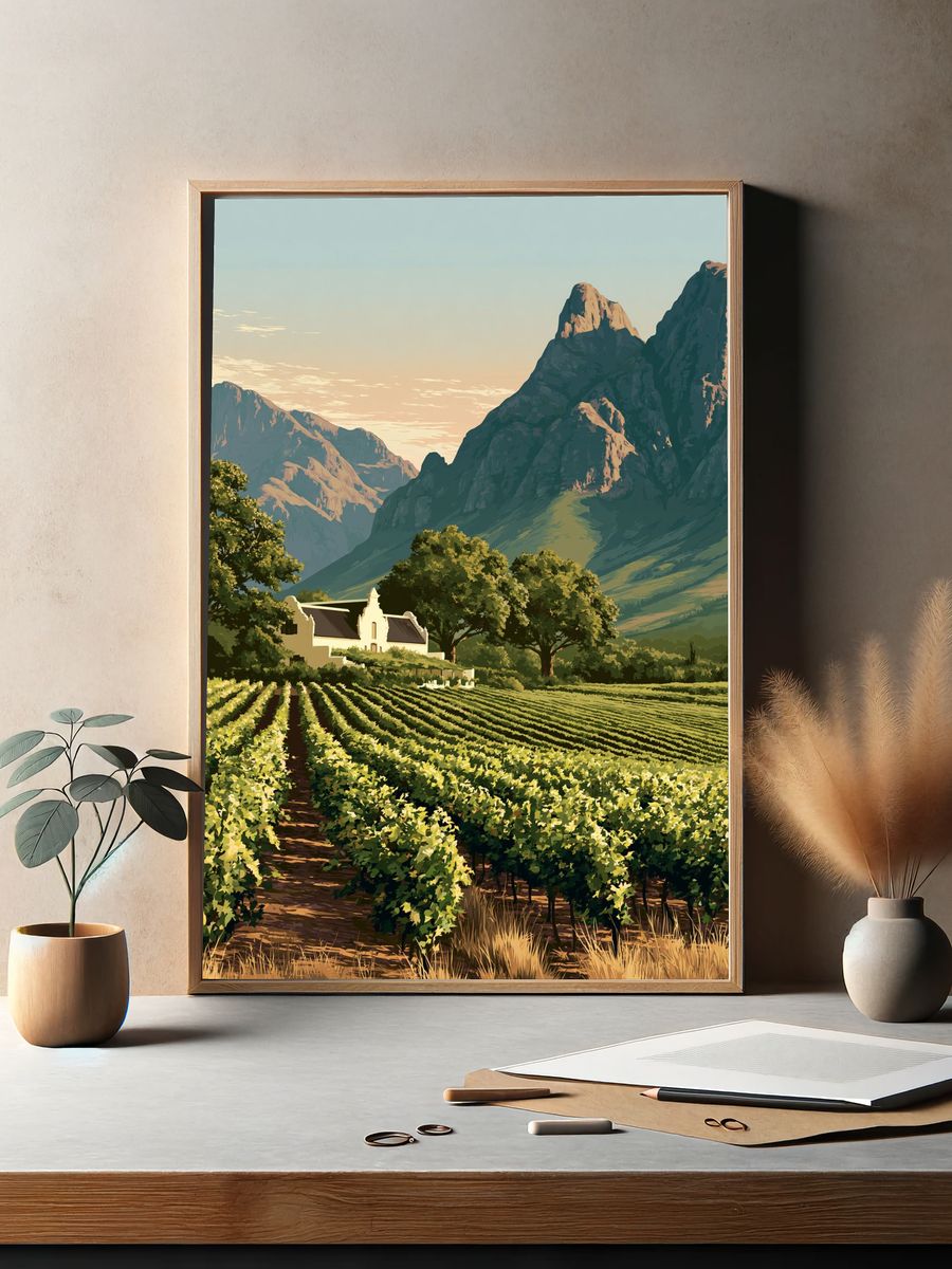 Mountain Vineyard Landscape Print. — room view 2
