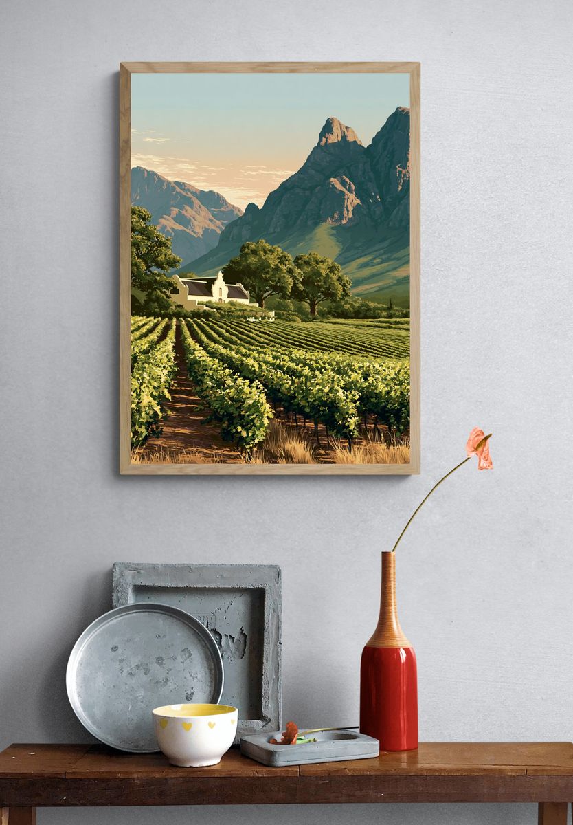 Mountain Vineyard Landscape Print. — room view 3