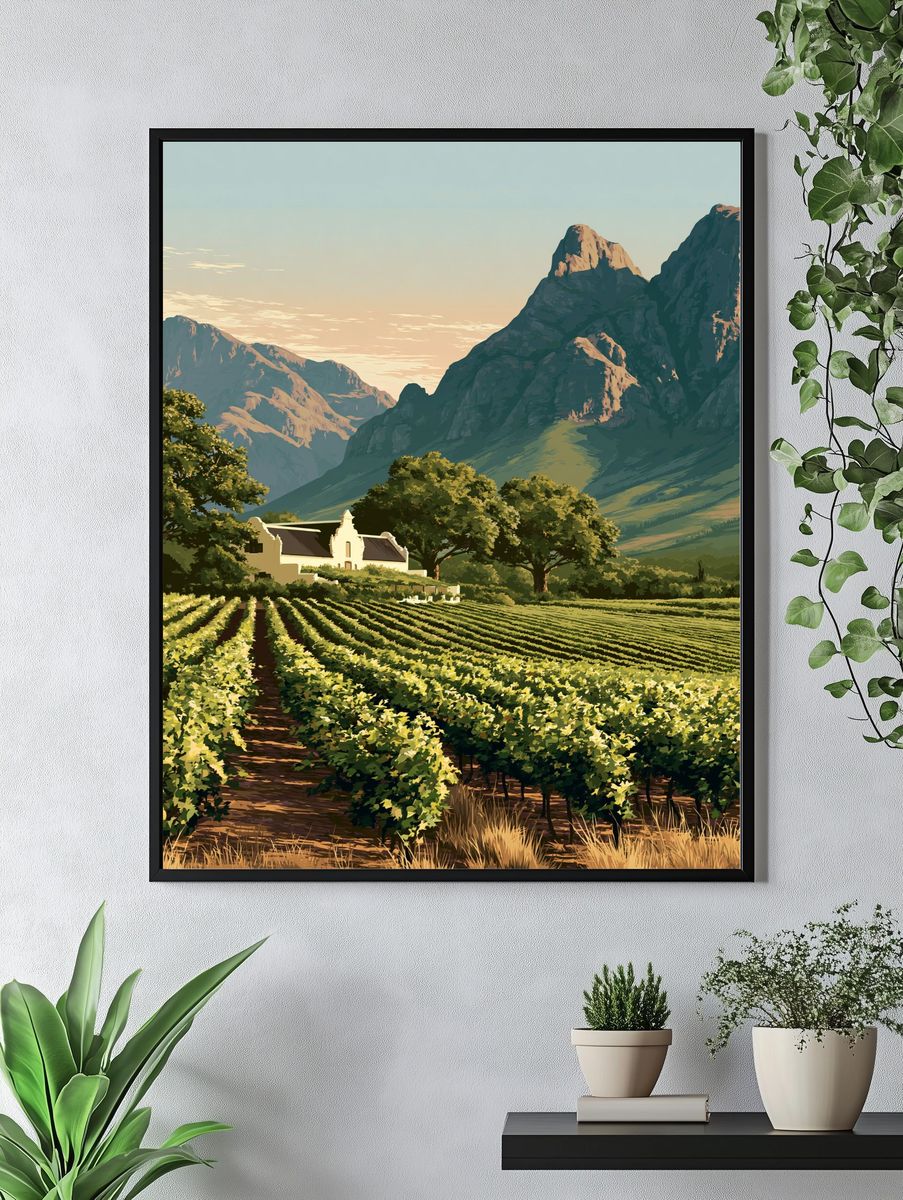 Mountain Vineyard Landscape Print. — room view 4