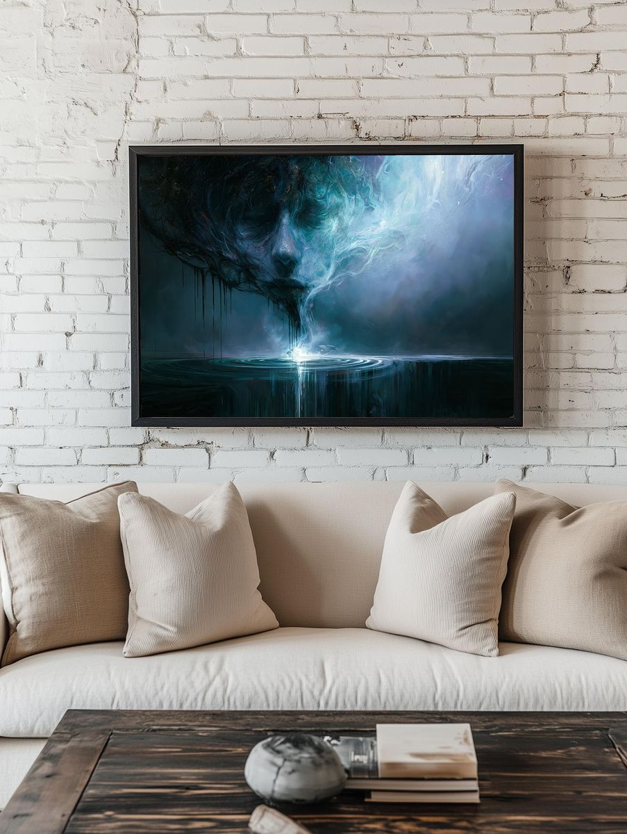 Ethereal Face Abstract Print. room preview