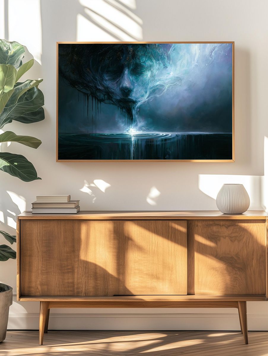 Ethereal Face Abstract Print. — room view 3