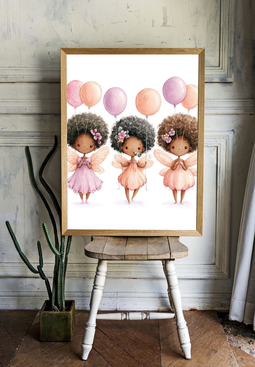 Fairy Girls Watercolor Print. — room view 1