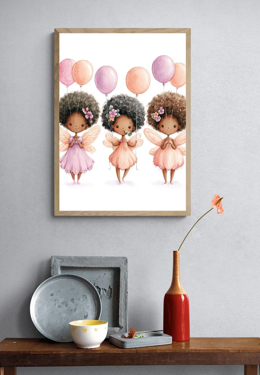 Fairy Girls Watercolor Print. — room view 3