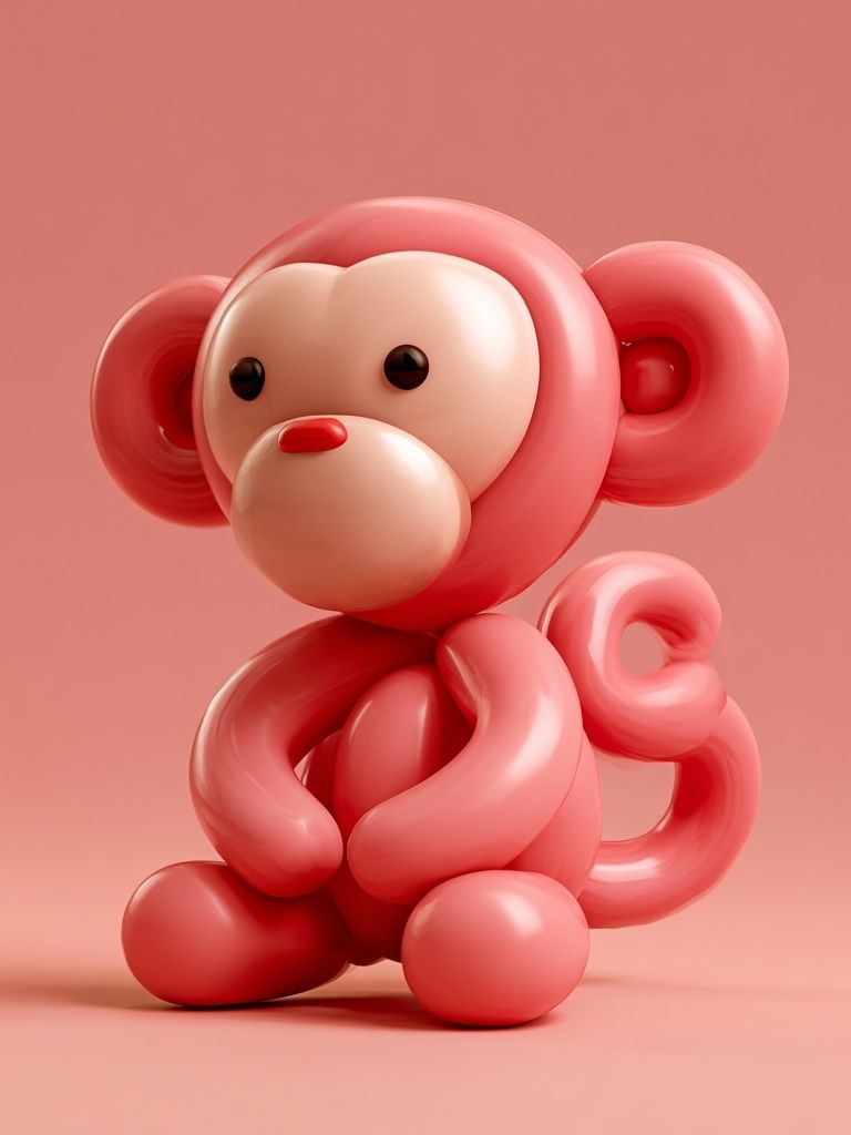 Pink Balloon Monkey Illustration Poster. poster detail