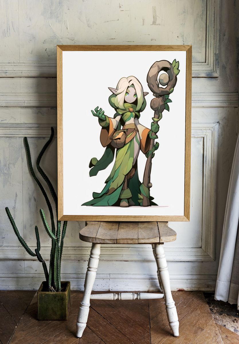 Forest Elf Character Illustration Poster. — room view 1
