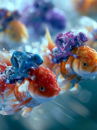Racing Goldfish Digital Art Poster.