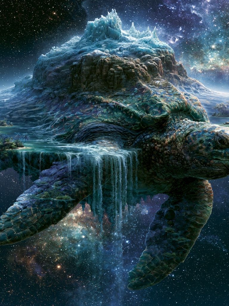 Cosmic Sea Turtle Fantasy Print. poster detail