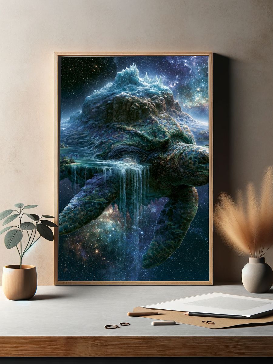 Cosmic Sea Turtle Fantasy Print. — room view 2