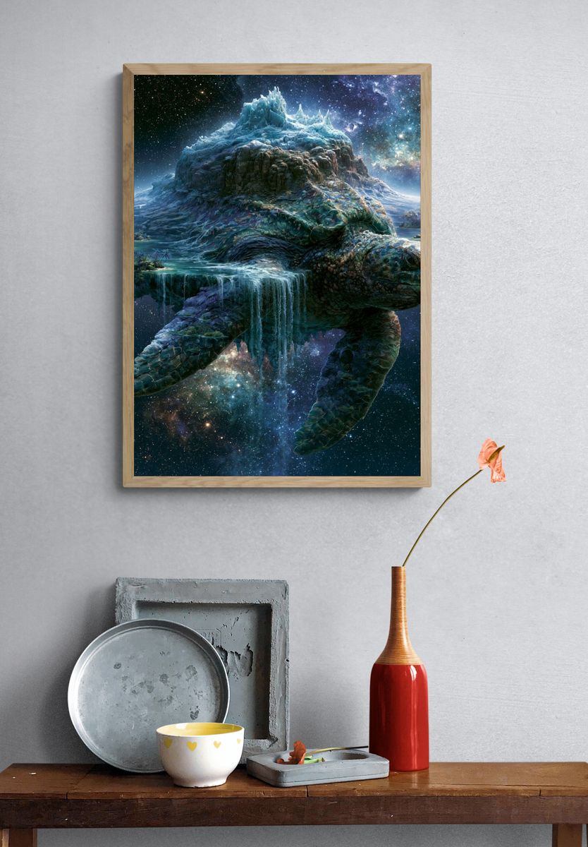 Cosmic Sea Turtle Fantasy Print. — room view 3