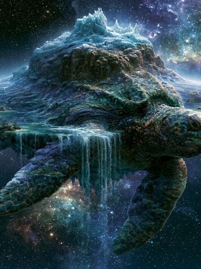 Cosmic Sea Turtle Fantasy Print.