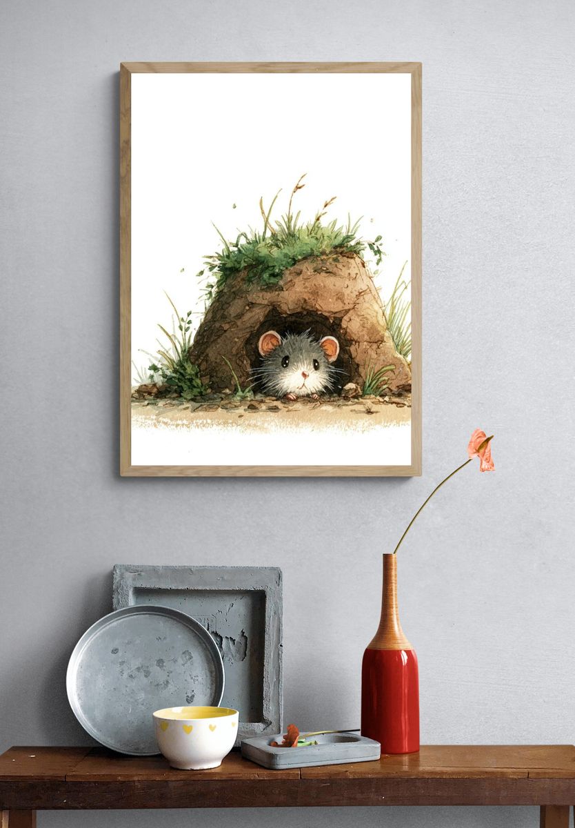 Mouse Burrow Watercolor Poster. — room view 3