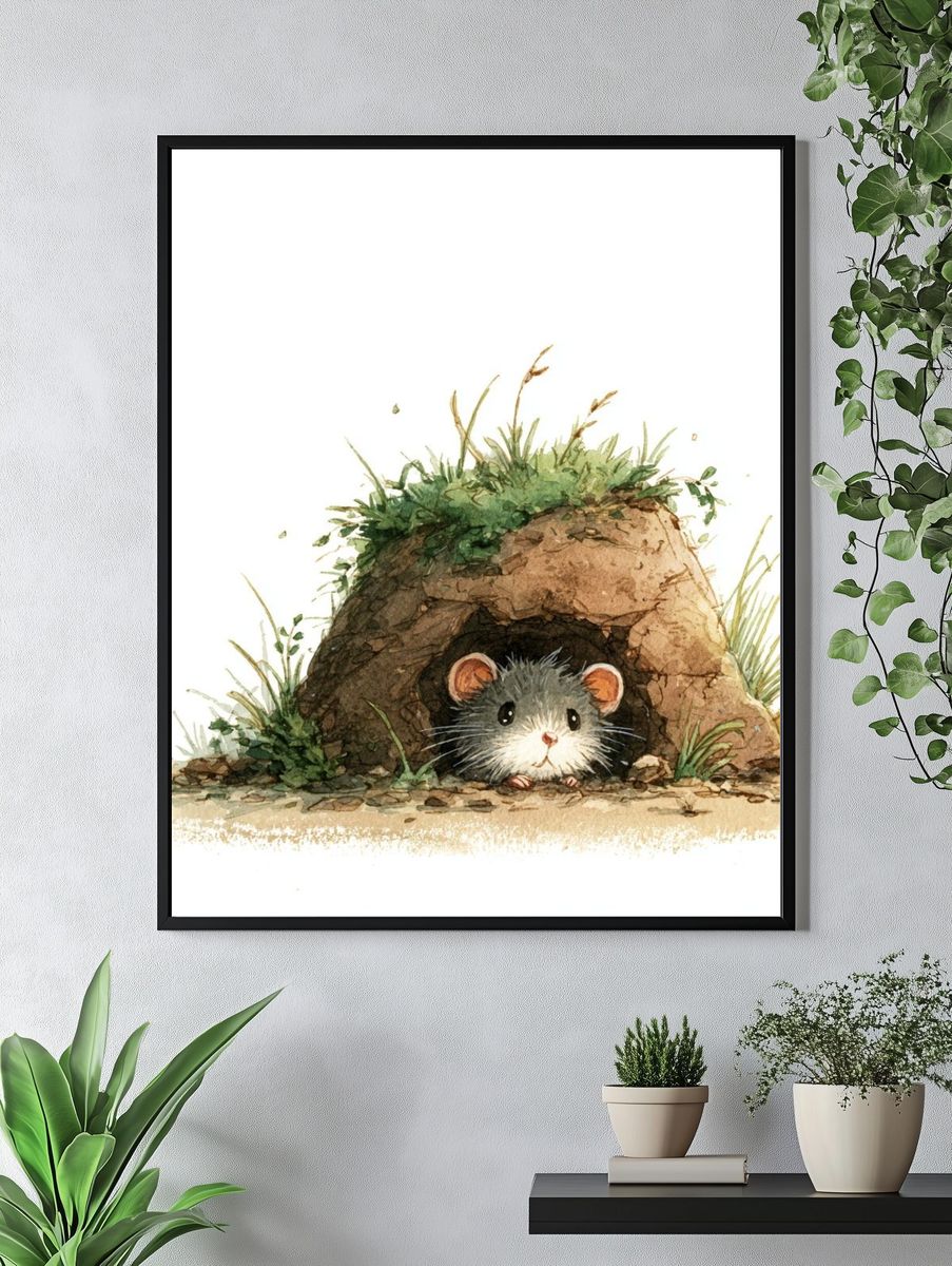 Mouse Burrow Watercolor Poster. — room view 4