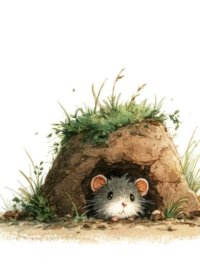 Mouse Burrow Watercolor Poster. poster print