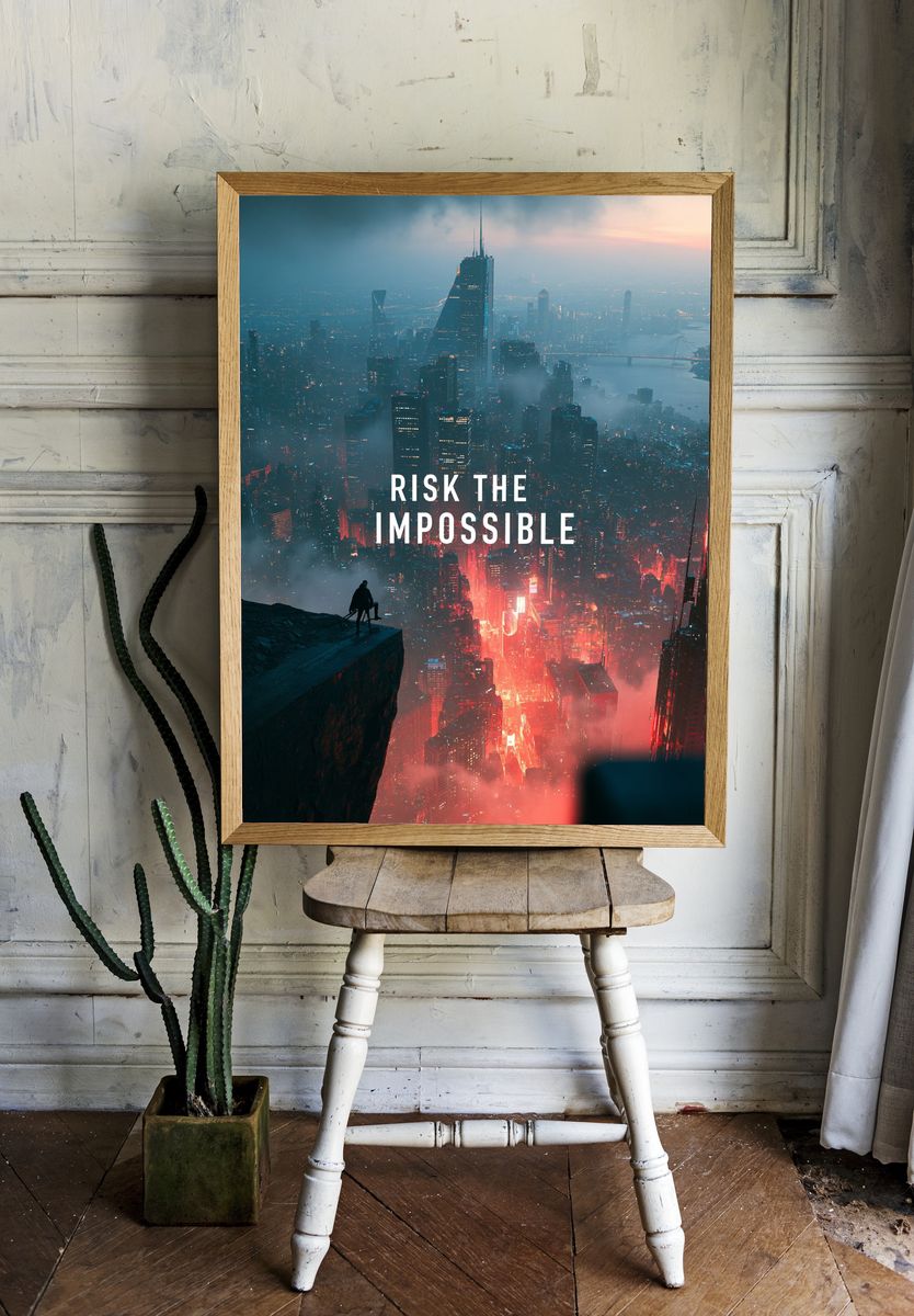 Risk the Impossible Cityscape Poster. room preview