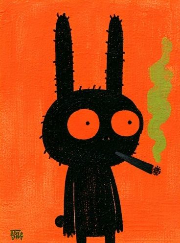Black Bunny Character Illustration Poster. poster — illustration art
