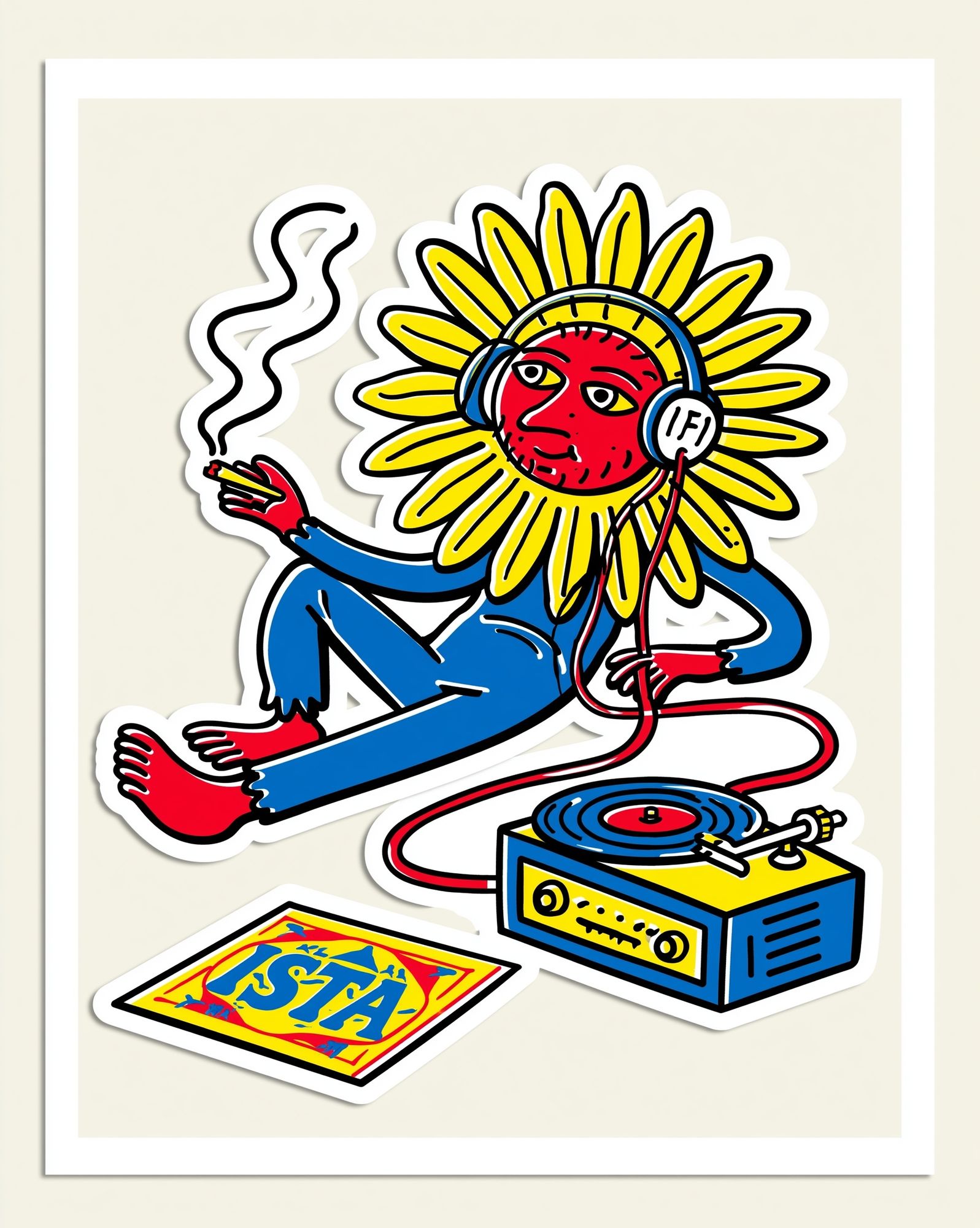 Psychedelic Sunflower DJ Poster. poster — illustration art