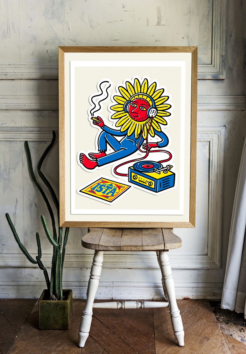 Psychedelic Sunflower DJ Poster. room preview
