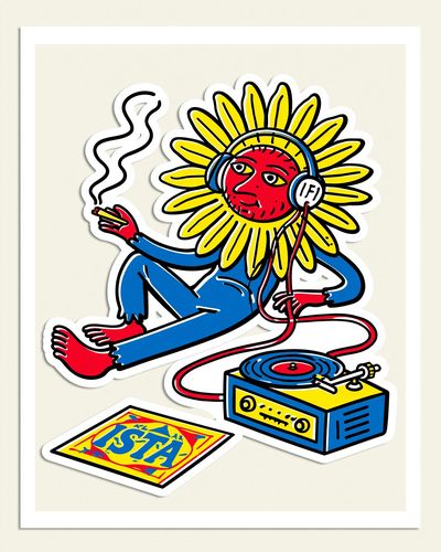 Psychedelic Sunflower DJ Poster.
