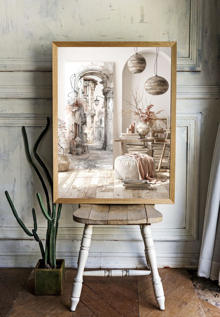 Mediterranean Archway Illustration Poster. — room view 1
