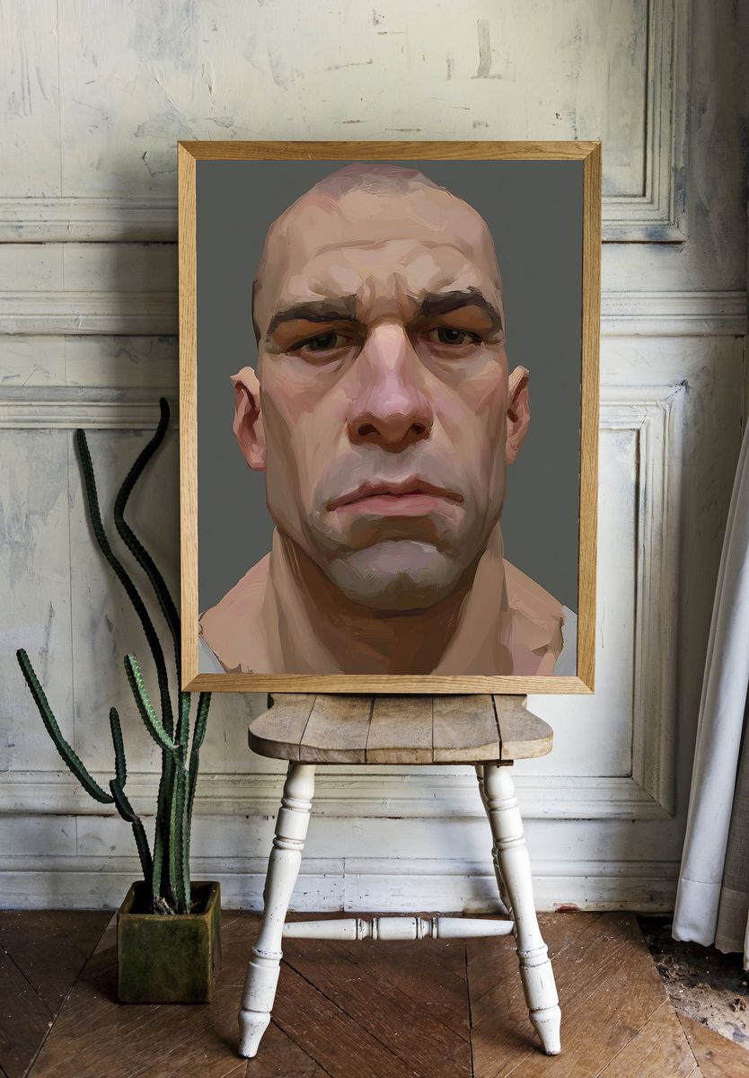 Intense Male Portrait Illustration Poster. — room view 1