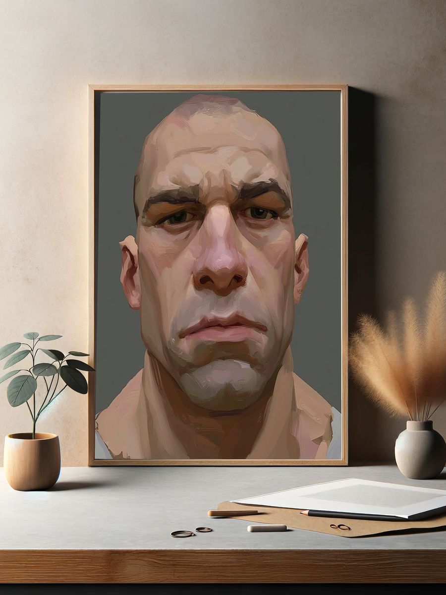 Intense Male Portrait Illustration Poster. — room view 2