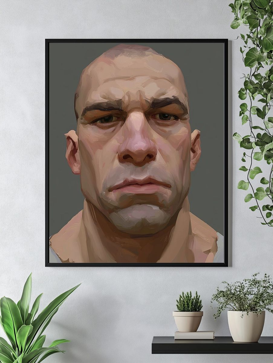 Intense Male Portrait Illustration Poster. — room view 4