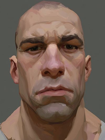 Intense Male Portrait Illustration Poster.