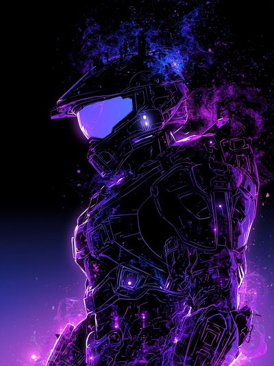 Neon Spartan Helmet Illustration Poster.