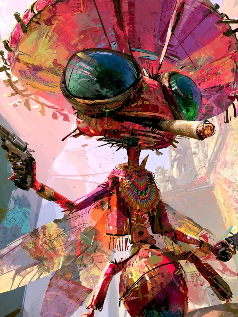 Psychedelic Insect Warrior Poster. poster detail
