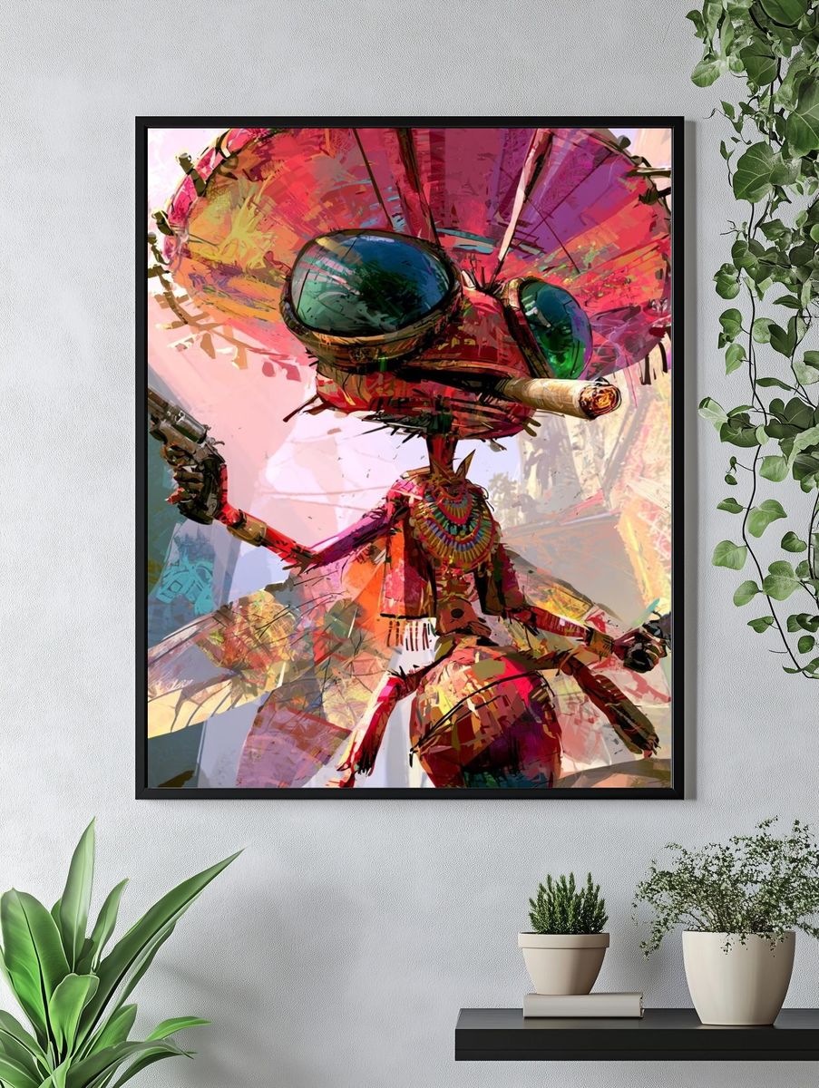 Psychedelic Insect Warrior Poster. — room view 4