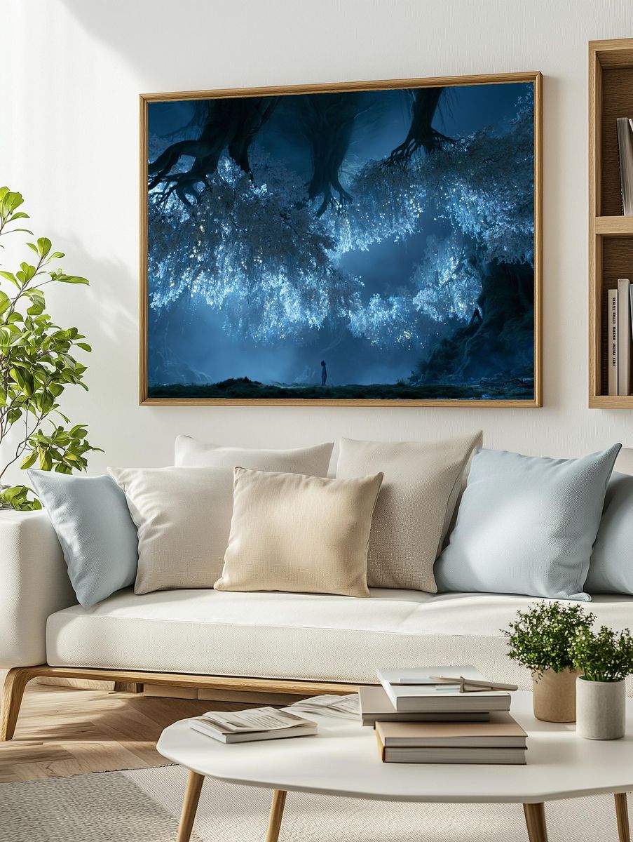 Enchanted Blue Forest Poster. — room view 2