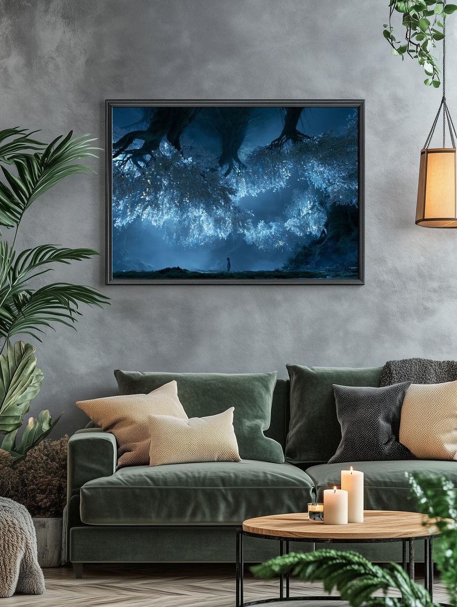 Enchanted Blue Forest Poster. — room view 4