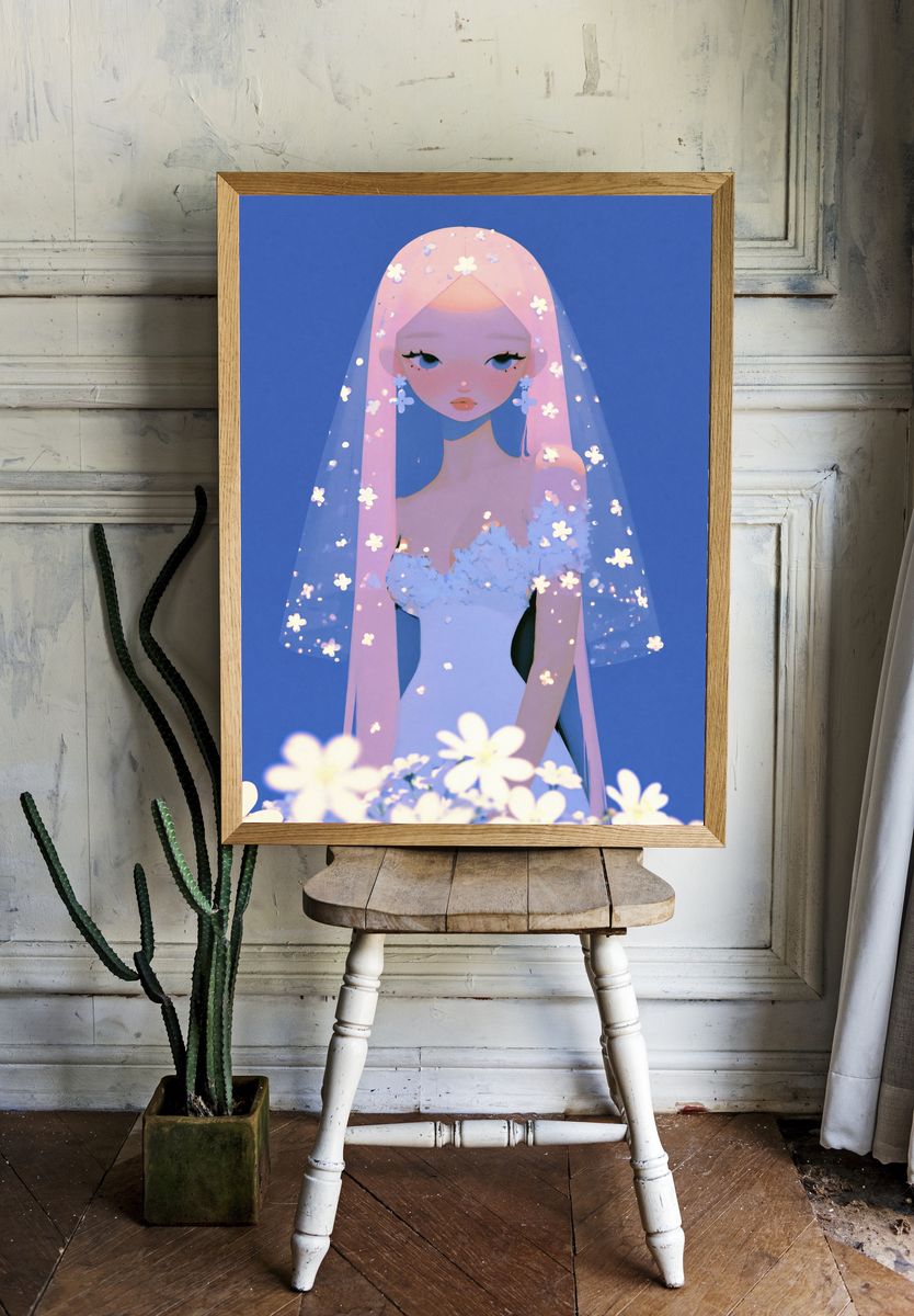 Pastel Veil Portrait Print. room preview