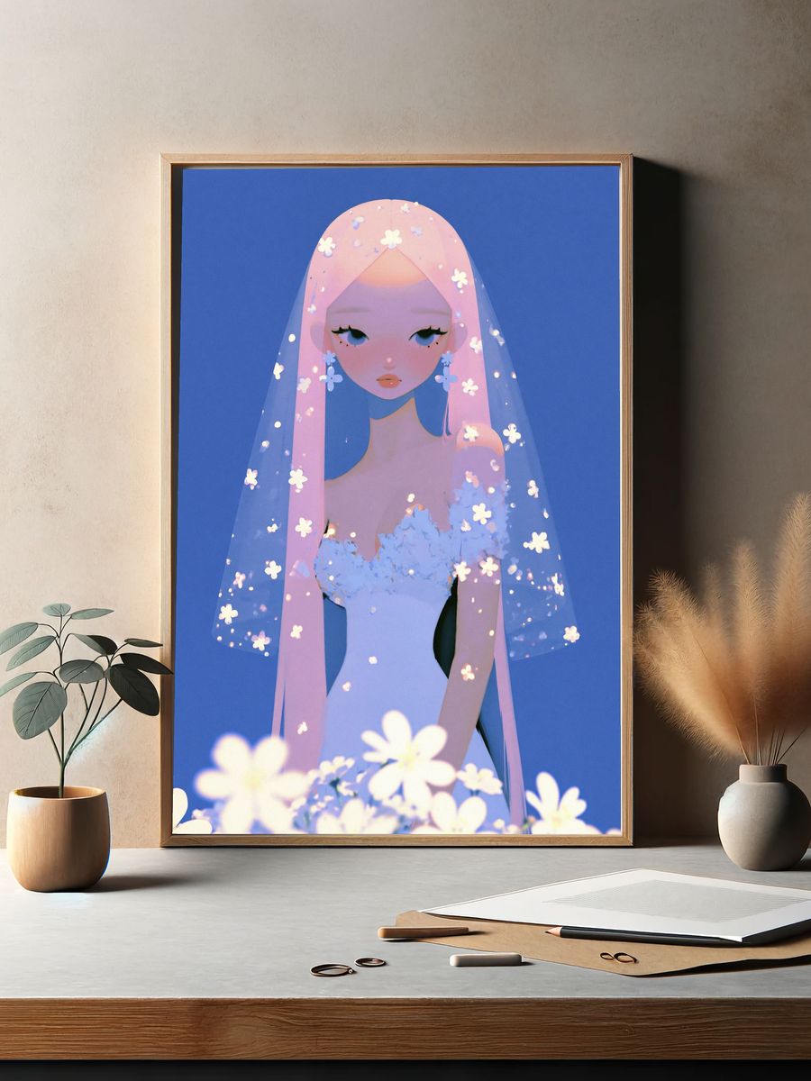 Pastel Veil Portrait Print. — room view 2