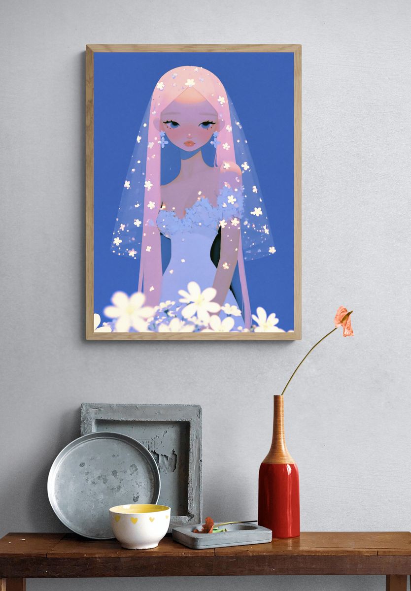 Pastel Veil Portrait Print. — room view 3