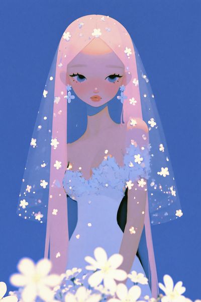 Pastel Veil Portrait Print. poster print
