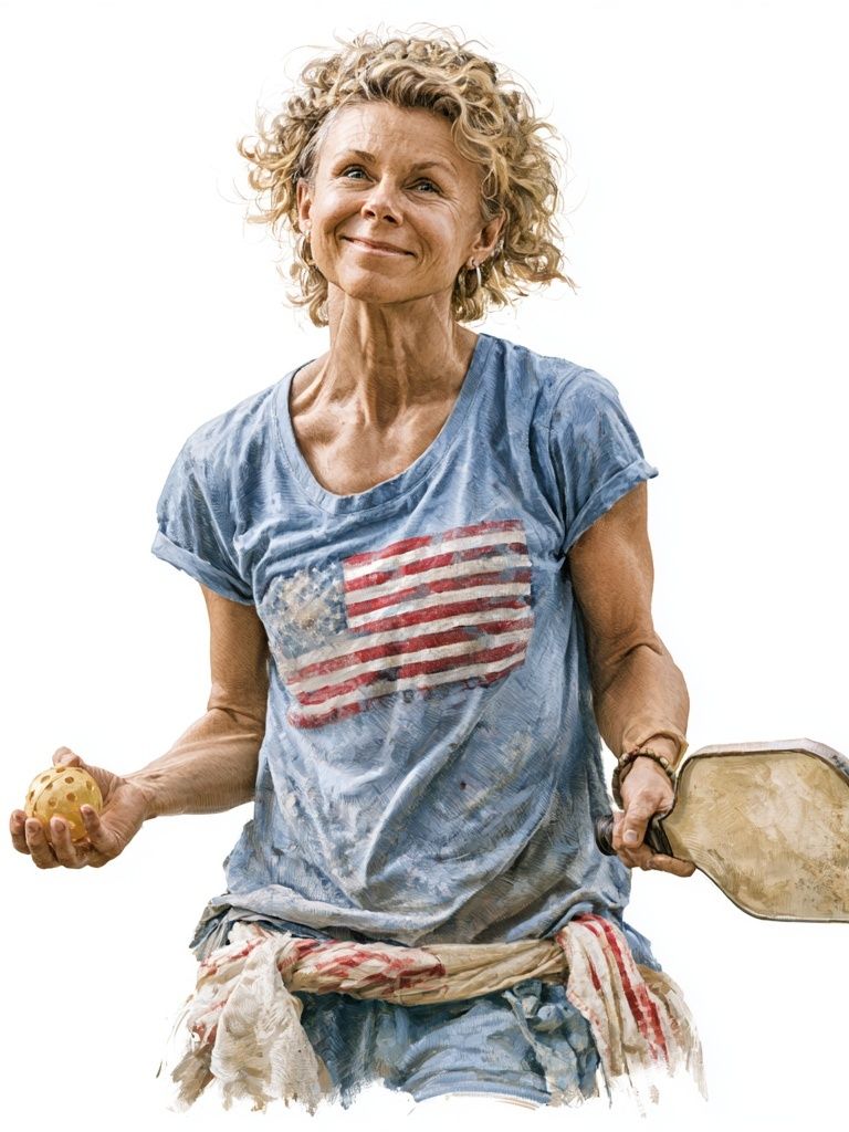 Pickleball Player Portrait Print. poster detail