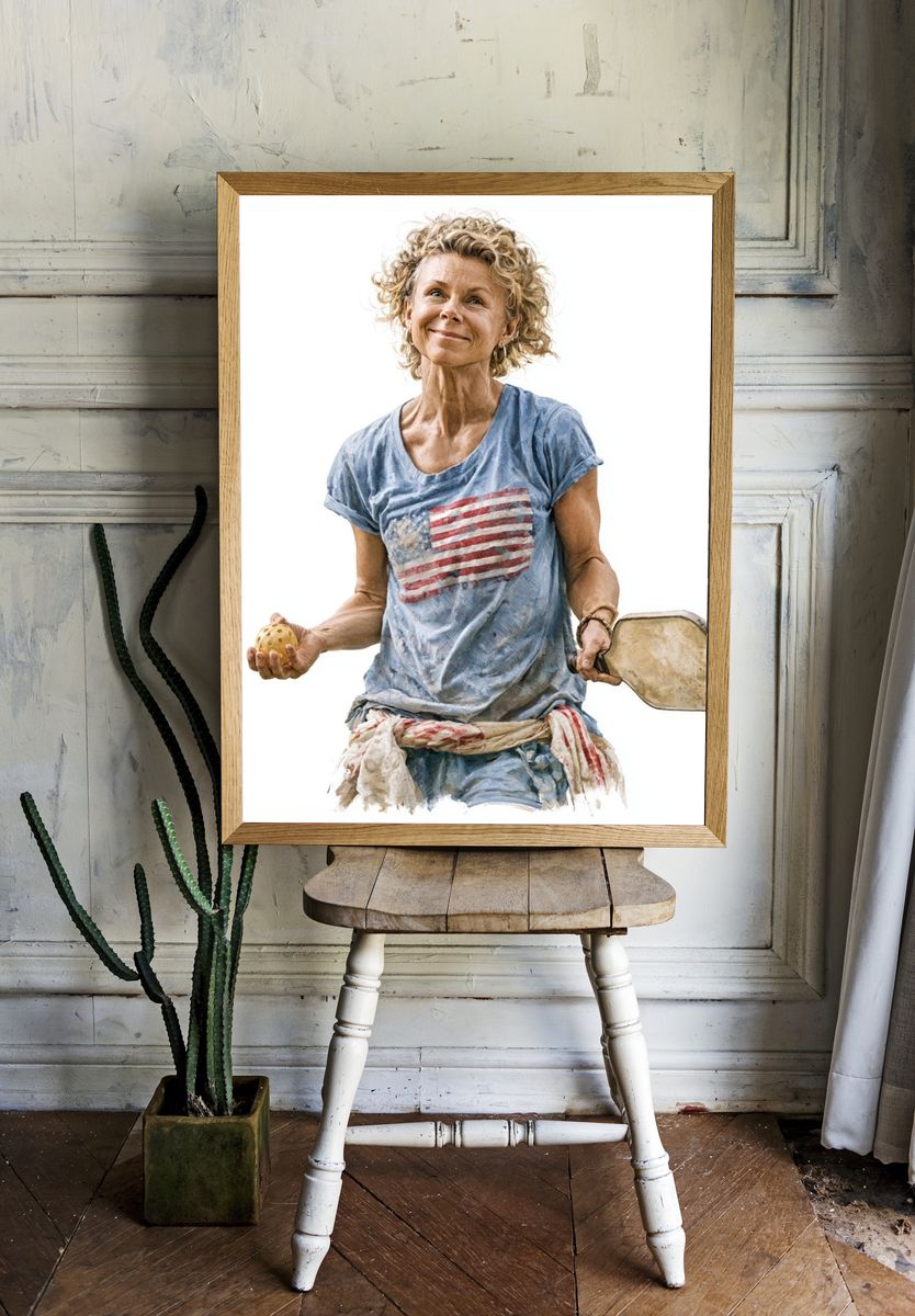 Pickleball Player Portrait Print. — room view 1