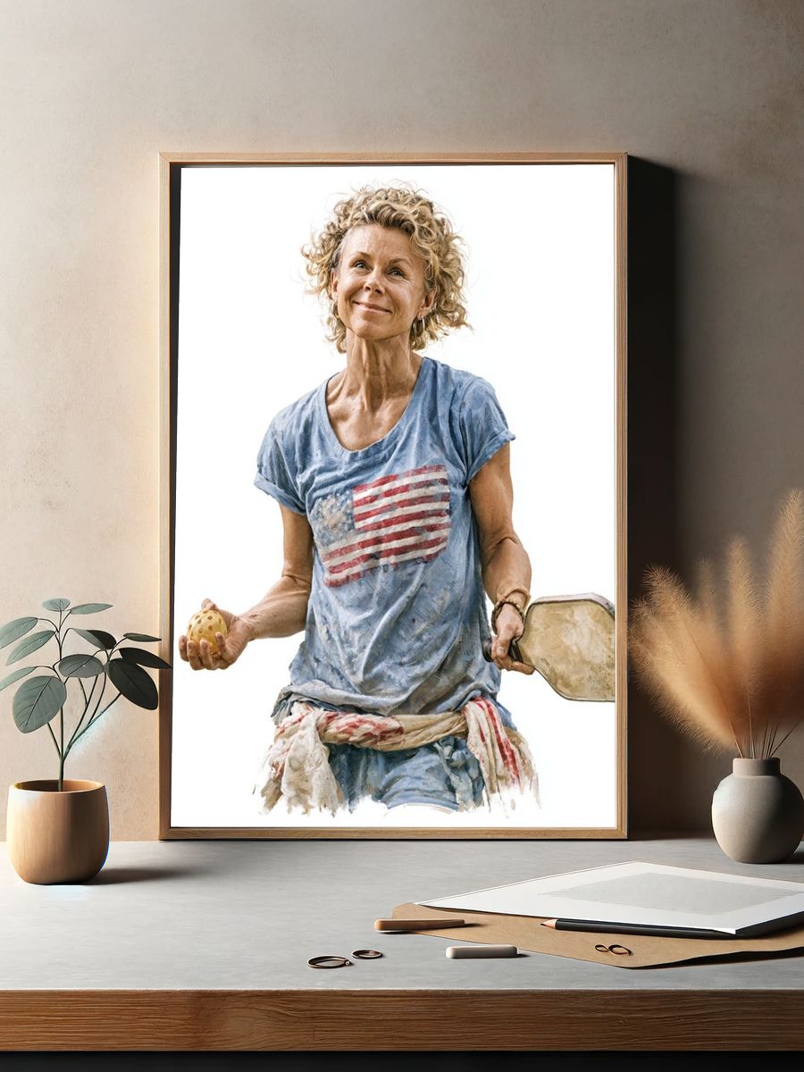 Pickleball Player Portrait Print. — room view 2
