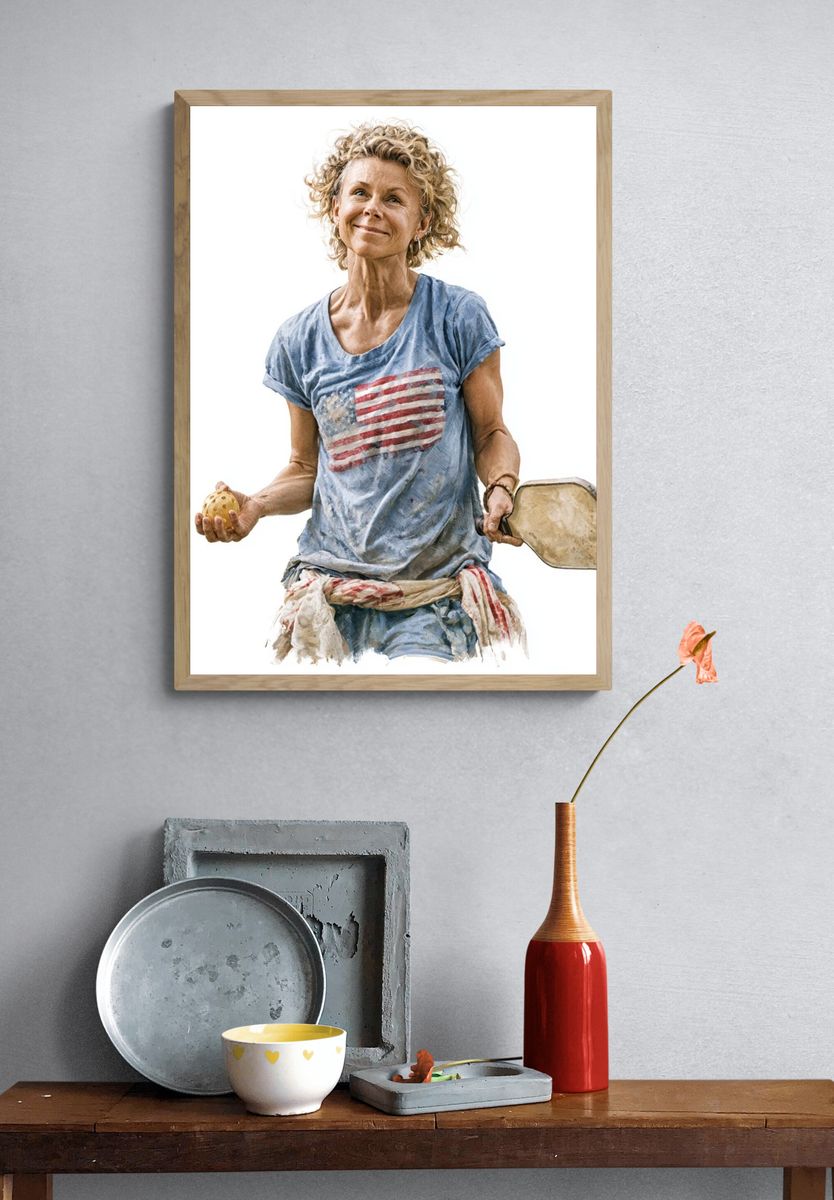 Pickleball Player Portrait Print. — room view 3
