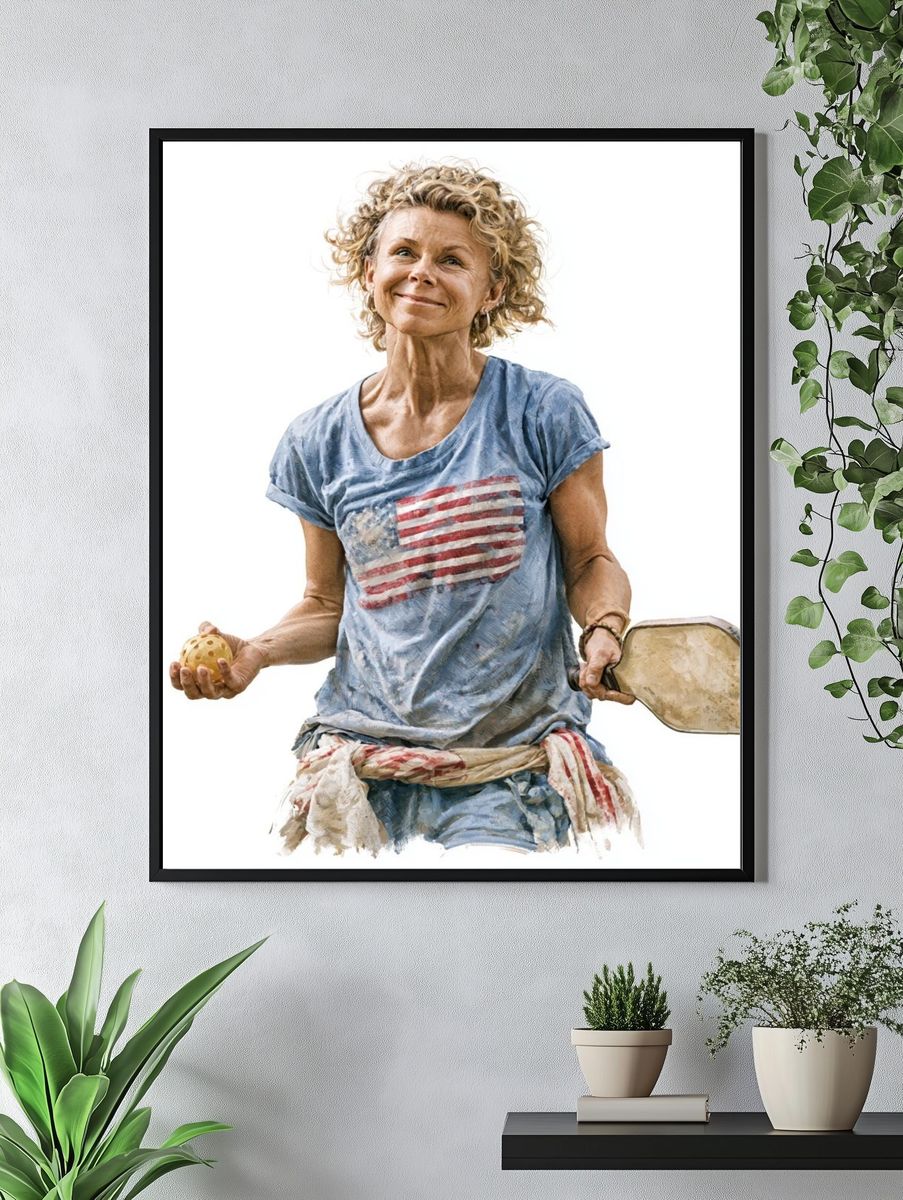 Pickleball Player Portrait Print. — room view 4