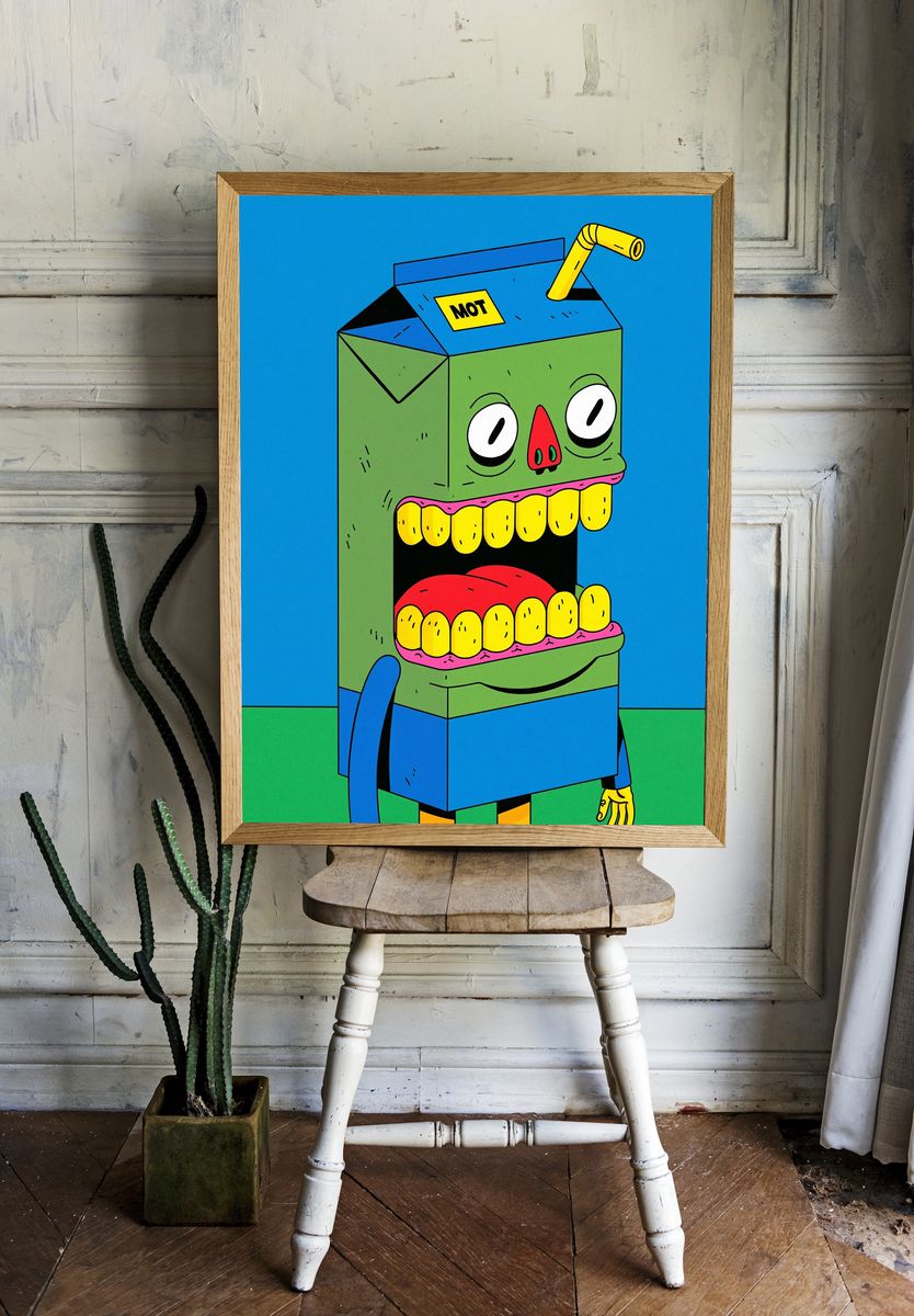 Cartoon Monster Box Illustration Poster. room preview