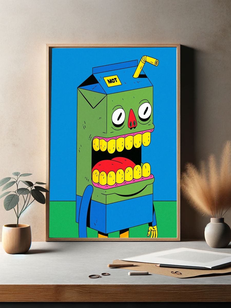 Cartoon Monster Box Illustration Poster. — room view 2