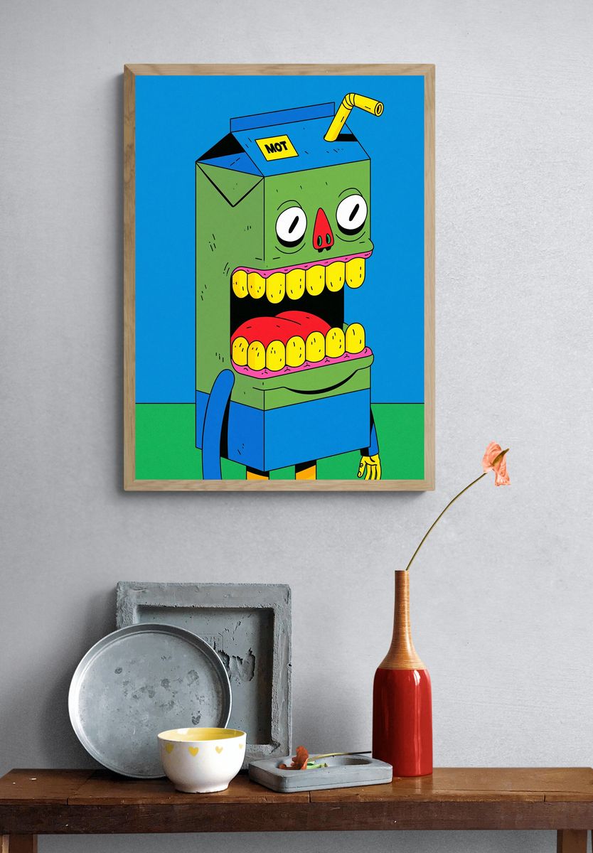 Cartoon Monster Box Illustration Poster. — room view 3