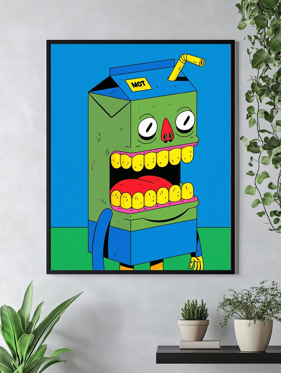 Cartoon Monster Box Illustration Poster. — room view 4