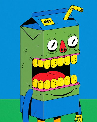 Cartoon Monster Box Illustration Poster.