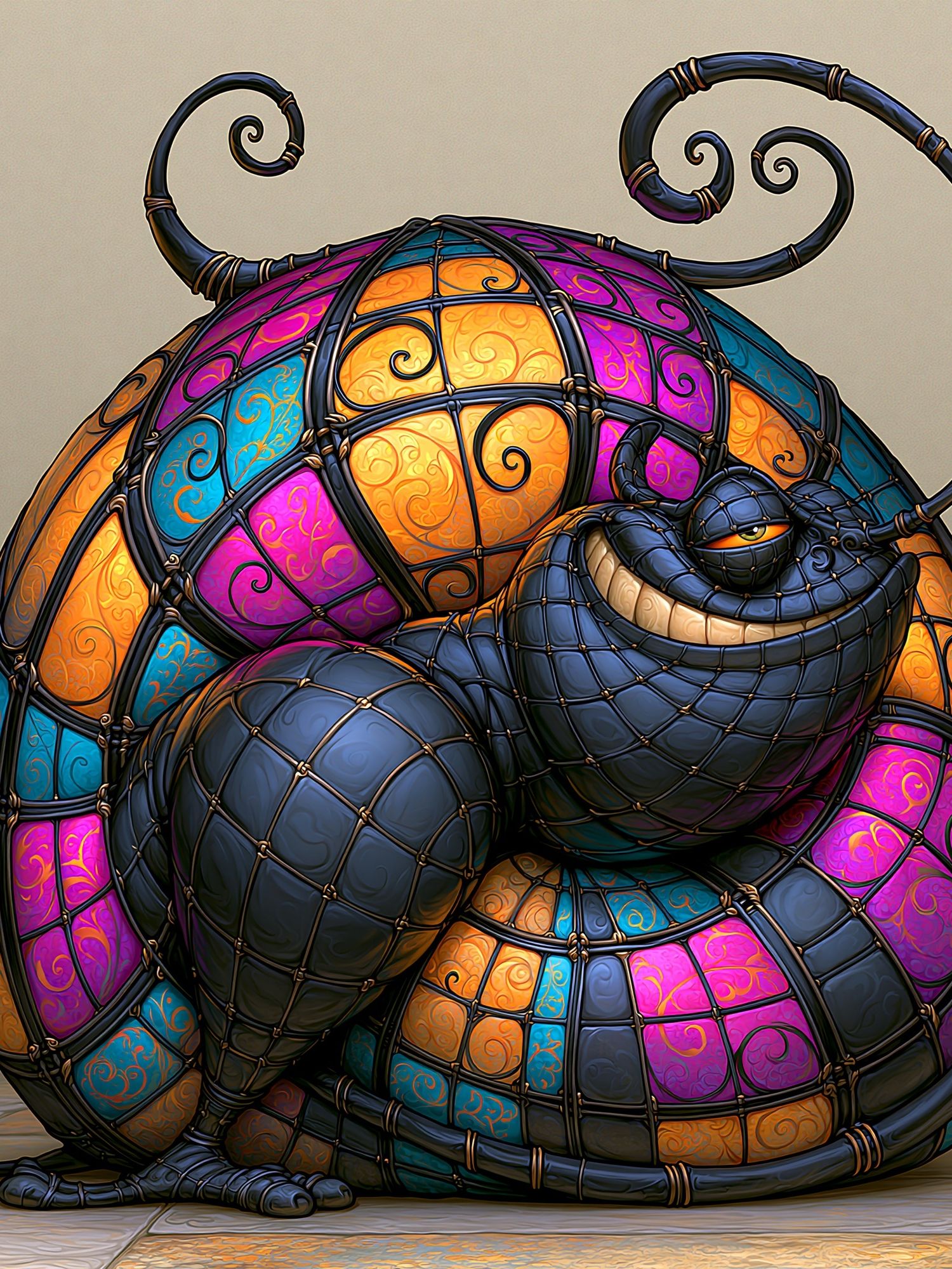 Stained Glass Cat Illustration Poster. poster — illustration art